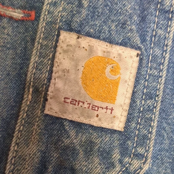 Carhartt Denim Overalls with Artistic Patchwork - Picture 3 of 14
